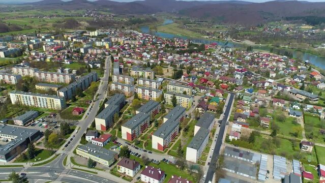 Beautiful Mountain Landscape Panorama Sanok Aerial View Poland