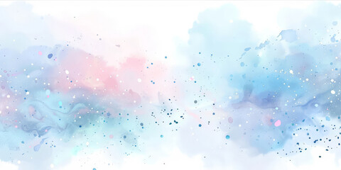 Watercolor pastel background with soft splashes and dots on a white background,