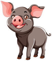 Obraz premium Vector illustration of a happy, smiling pig