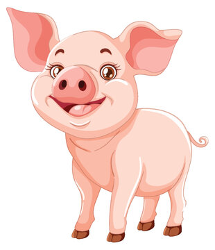 Vector graphic of a happy, smiling pig character