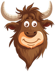 Vector graphic of a smiling, friendly yak character