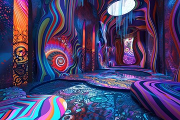 Psychedelic dreamscapes With swirling patterns and bright colors