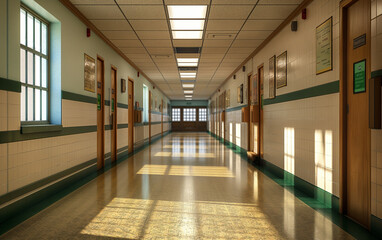 empty school hallway interior