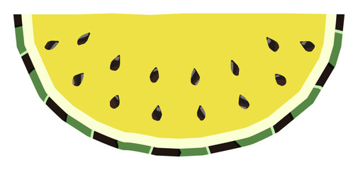 カットされた黄色い西瓜のイラスト素材