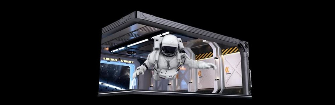 Flying spaceship naked eye 3d video material