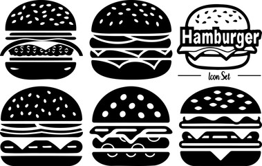 Black and White Hamburger Icon Set