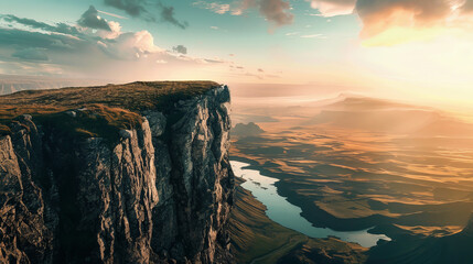Cliffs with vast views It shows vision and courage. - obrazy, fototapety, plakaty