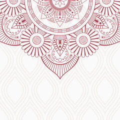Greeting card or invitation template with mandala vector color illustration. Ethnic mandala decorative background. Islam, Arabic, Indian, ottoman motifs. Outline mandala vector card. - 780273801