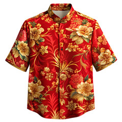 red and gold flower shirt transparent background