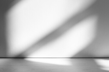 Obraz premium Wall interior background, studio and backdrops show products.with shadow from window color white and grey. background for text insertion and presentation product 