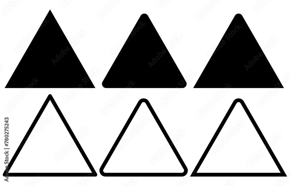 Poster triangle silhouette icons with various corners triangle shape vectors.