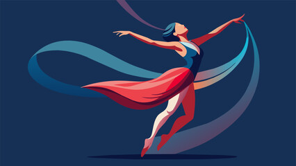 A dancer gracefully moving through their choreographed routine their body a swirling mass of color and emotion as they express themselves - obrazy, fototapety, plakaty