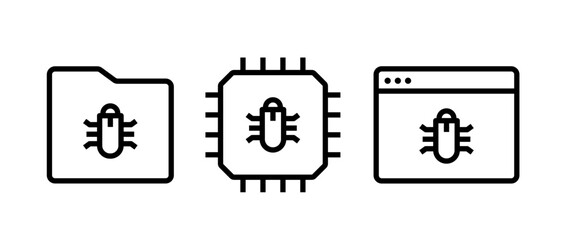 Cyber security icon vector set. Computer virus detection