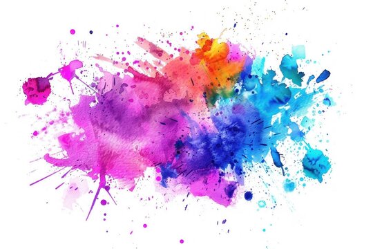 colorful splatter of watercolor on white background