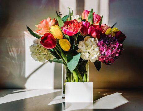 Captivating simplicity: tulips and roses in a vase