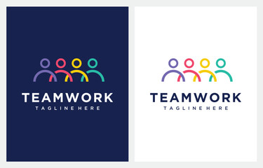 People Connect Line Art logo design vector icon for Teamwork Unity Friendship Dream Team and Family