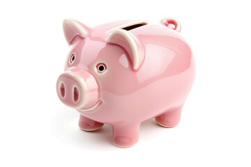 A pink piggy bank on a white background, symbolizing savings and financial planning.