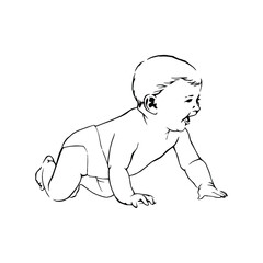 Baby kid line art vector .eps