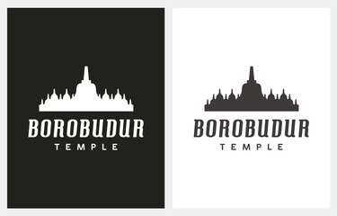 Borobudur Temple Silhouette logo icon template vector inspiration