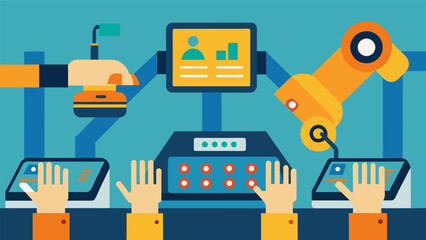 Closeup of hands operating an automated production line showcasing the use of technology and streamlined processes for efficient resource