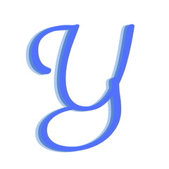 The Letter "Y" in the English Alphabet, blue color, isolated on white background