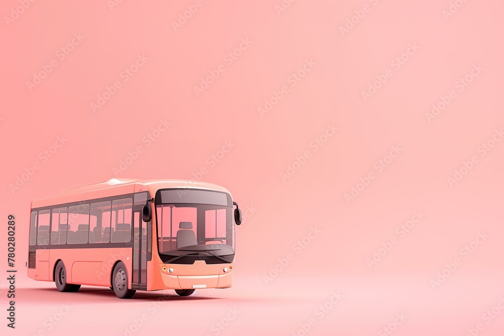 Aufkleber a 3d render of a coral pink bus against a matching pink background with ample copy space.