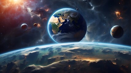 Planet earth in outer space - obrazy, fototapety, plakaty
