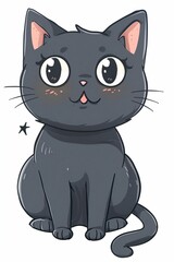 chat mignon, dessin sur fond blanc, illustration animal domestique, ia g&eacute;n&eacute;rative