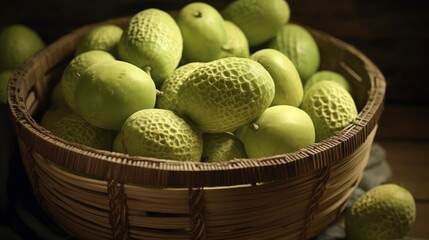Basket showcasing a collection of crisp and green melons