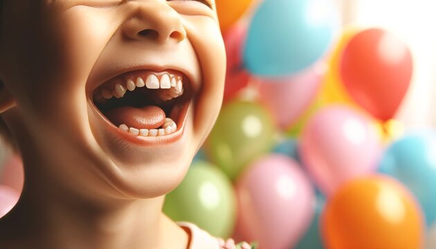 A close-up of a child's laughter, captured in a moment of joy.