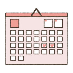 Timing method, illustration of calendar with marks.
