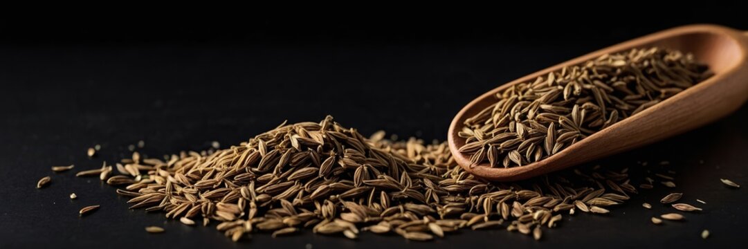 Cumin on a black background.