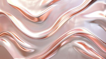 Obraz premium Elegant wavy metallic 3D background in a soft rose gold, complemented by a subtle silver sheen, creating a luxurious backdrop