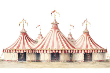Circus Tent 3D rendering isolated on PNG Background. Generative Ai.