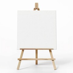 Empty canvas on wooden easel frontal view