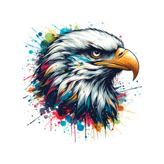 Watercolor Eagle Head Illustration For T-Shirt Printing