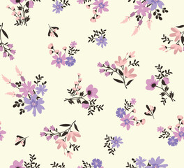 pattern on a white background with a  wild  flowers of different sizes artwork for tattoo, fabrics, souvenirs, packaging, greeting cards and scrapbooking