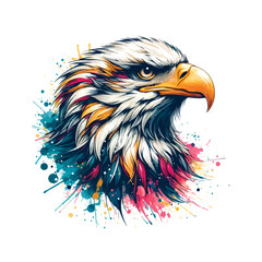 Watercolor Eagle Head Illustration For T-Shirt Printing