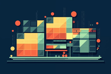 Abstract modern city with skyscrapers, buildings and streets. Vector illustration