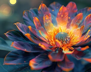 Morning Luminescence: A Radiant Flower's Glowing Petals in 3D