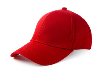 Red Baseball Cap on White Background