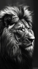 side profile calm lion
