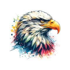 Watercolor Eagle Head Illustration For T-Shirt Printing
