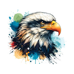 Watercolor Eagle Head Illustration For T-Shirt Printing
