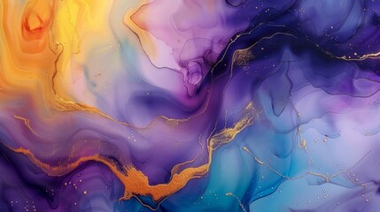 Modern colorful curved background blue purple wave, Ethereal Symphony: Abstract Fluid Art in Vibrant Hues - obrazy, fototapety, plakaty