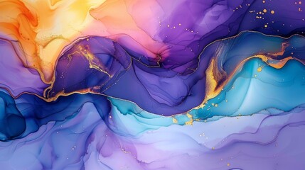 Modern colorful curved background blue purple wave, Ethereal Symphony: Abstract Fluid Art in Vibrant Hues