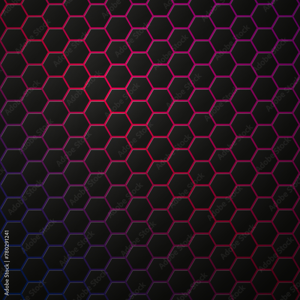 Poster black hexagon pattern on colorful background. vector illustration