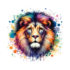 Watercolor Lion Head Illustration For T-shirt Print