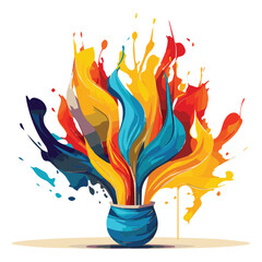 Graphic elements  Colorful logo brush stroke oil 