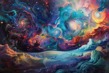 Obraz na płótnie Canvas galaxy collision The destruction of the universe and its rebirth